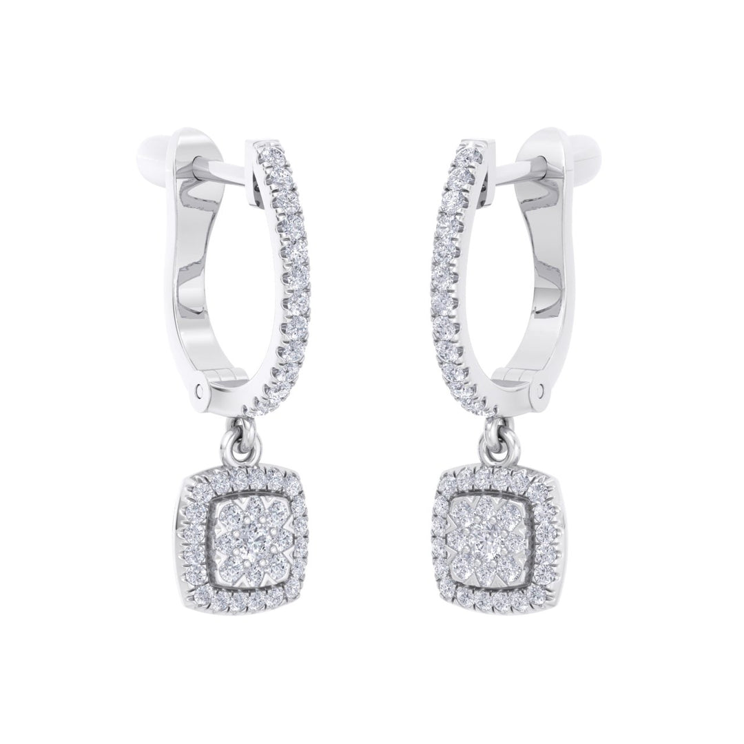Square drop earrings in rose gold with white diamonds of 0.54 ct in weight - HER DIAMONDS®