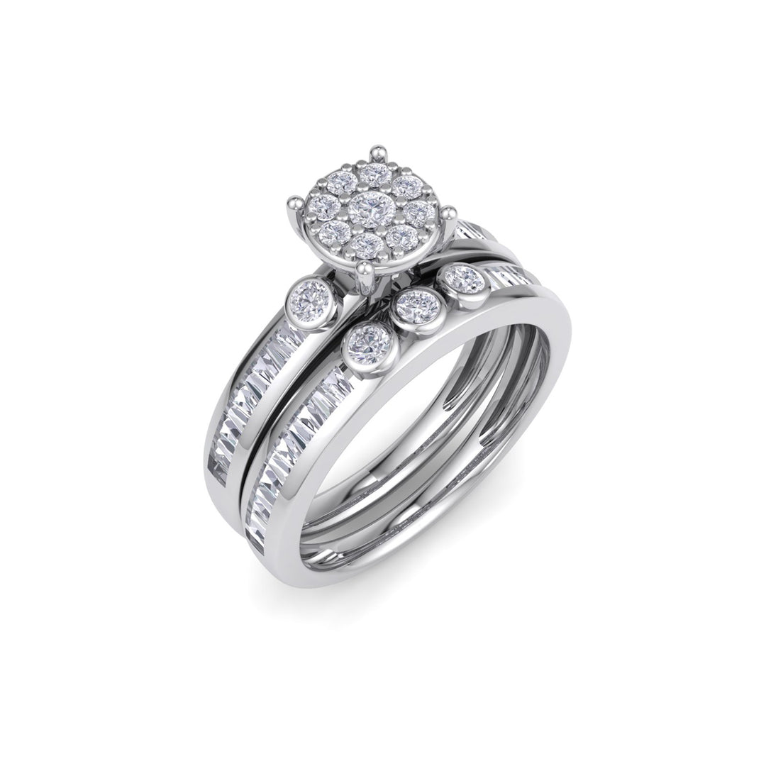 Bridal set in white gold with white diamonds of 0.70 ct in weight