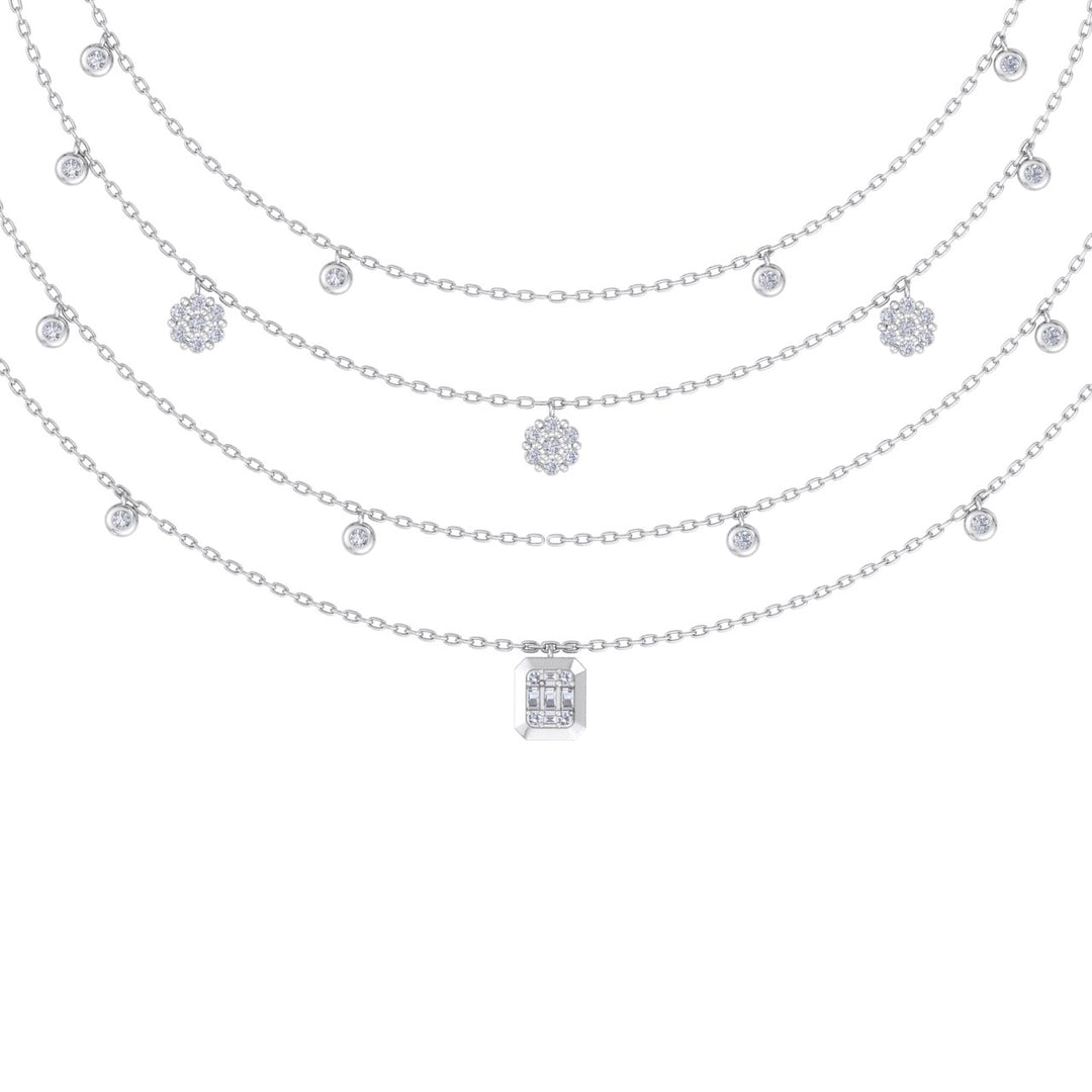 Multi-strand necklace in white gold with white diamonds of 1.00 ct in weight - HER DIAMONDS®