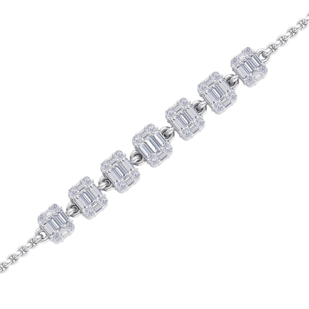 Dainty bracelet in yellow gold with baguette white diamonds of 0.72 ct in weight