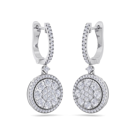 Round earrings in rose gold with white diamonds of 1.83 ct in weight - HER DIAMONDS®