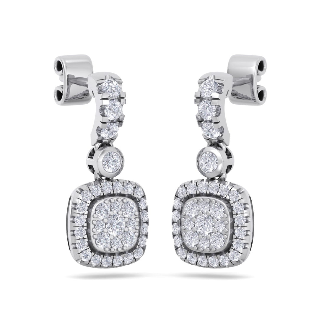 Square drop earrings in rose gold with white diamonds of 0.76 ct in weight - HER DIAMONDS®