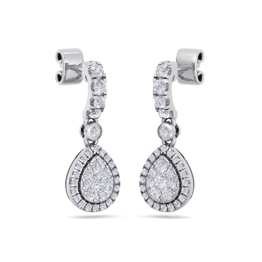 Pear drop earrings in yellow gold with white diamonds of 0.79 ct in weight - HER DIAMONDS®