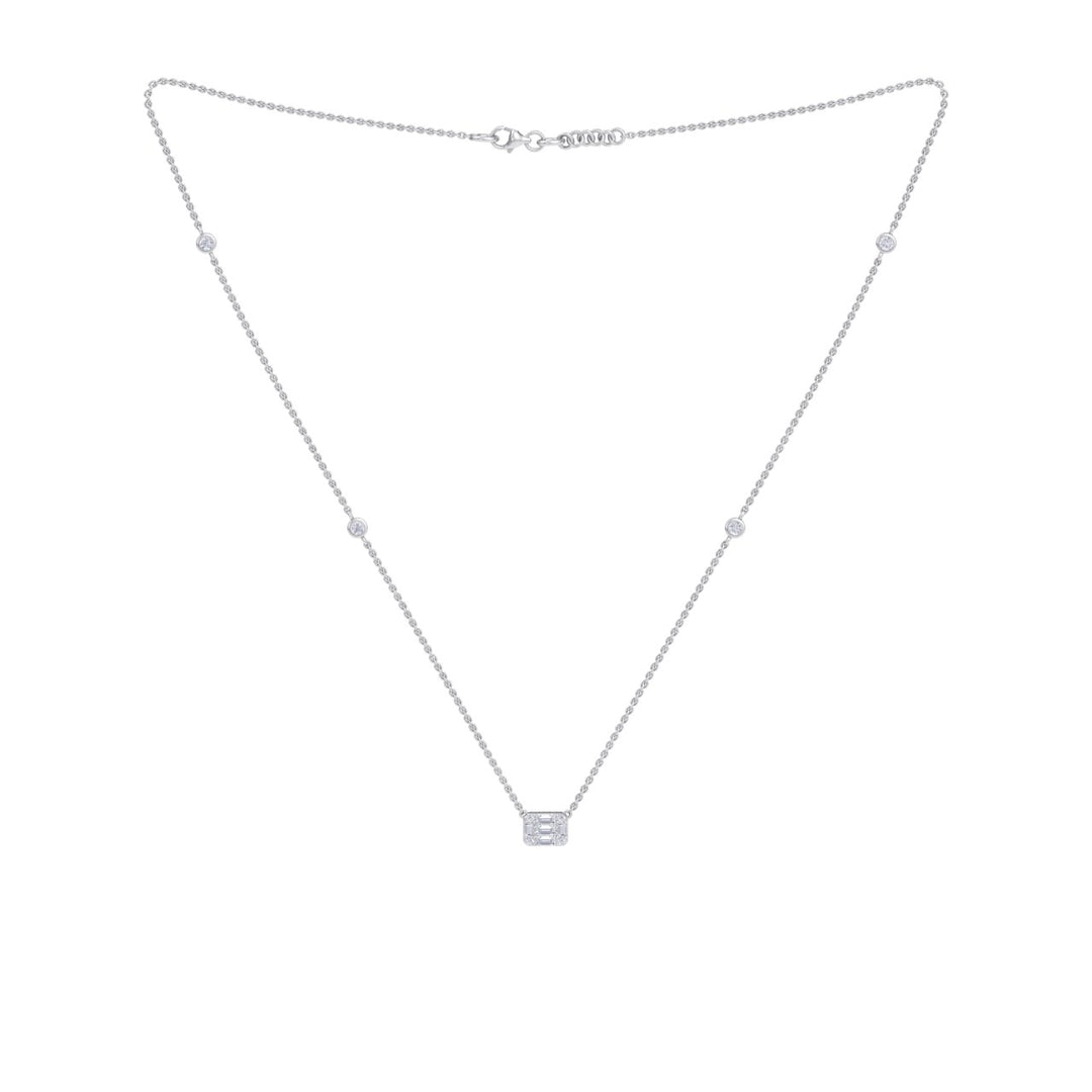 Baguette necklace in yellow gold with white diamonds of 0.57 ct in weight