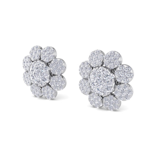 Flower-shaped earrings in rose gold with white diamonds of 3.02 ct in weight - HER DIAMONDS®