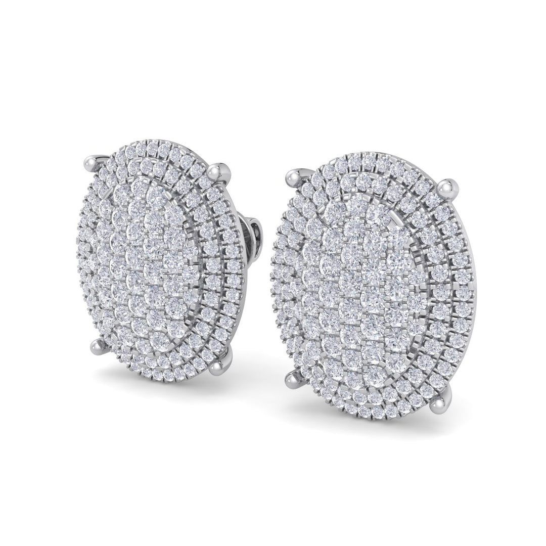 Petite oval shaped earrings in yellow gold with white diamonds of 1.35 ct - HER DIAMONDS®