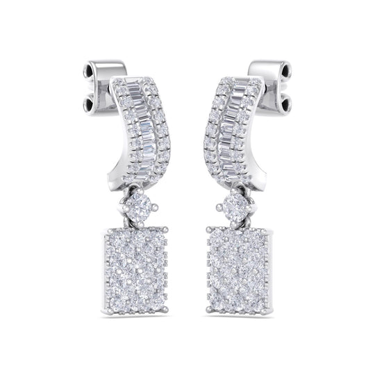 Drop earrings in white gold with white diamonds of 0.96 ct in weight