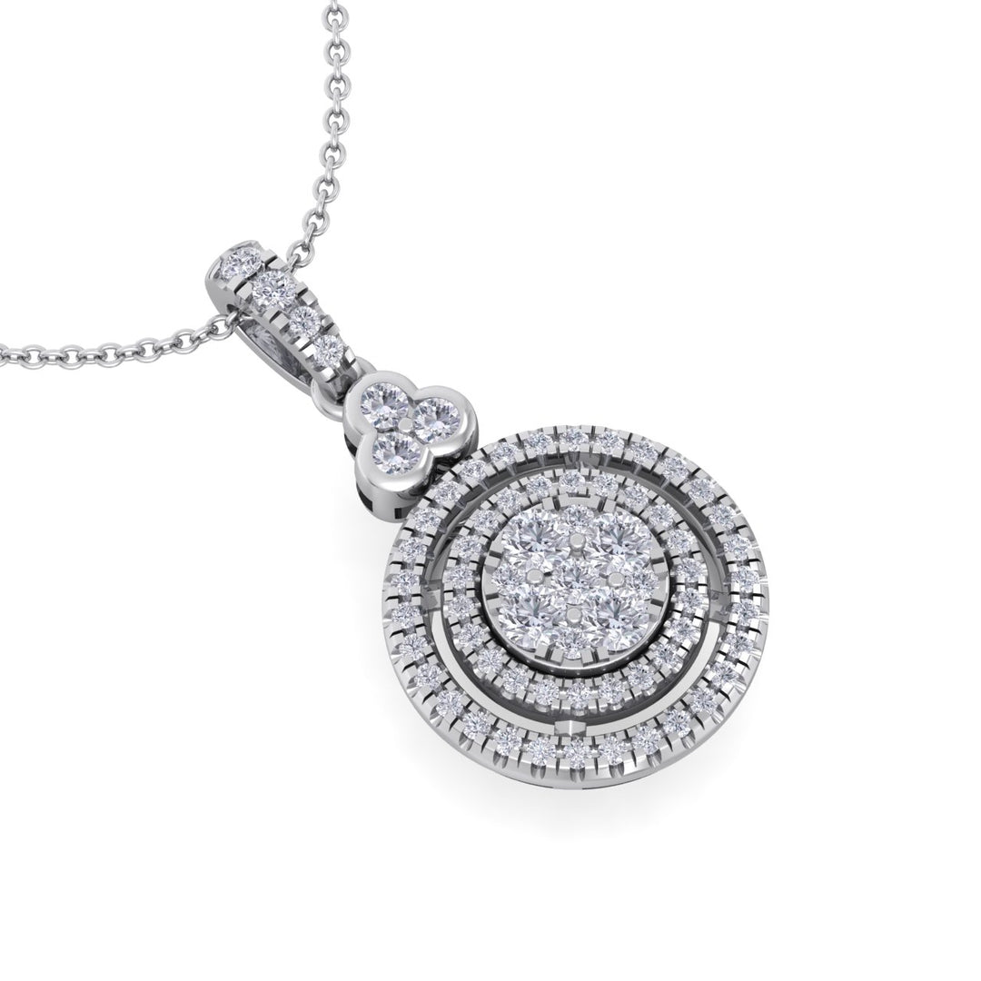 Round pendant in yellow gold with white diamonds of 0.65 ct in weight - HER DIAMONDS®