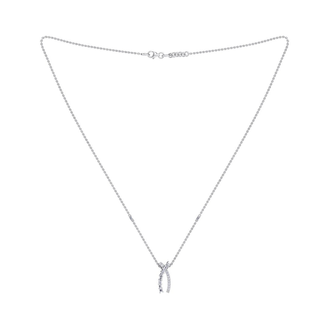 Wishbone necklace in white gold with white diamonds of 0.39 ct in weight - HER DIAMONDS®