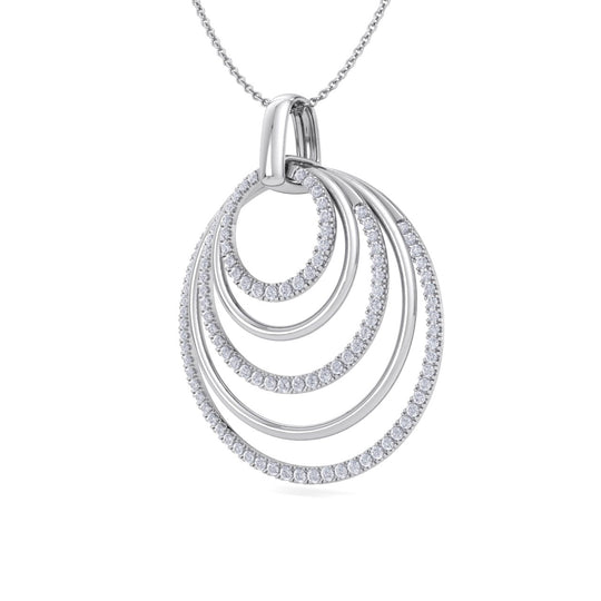 Pendant necklace with circles in white gold with white diamonds of 3.12 ct in weight - HER DIAMONDS®
