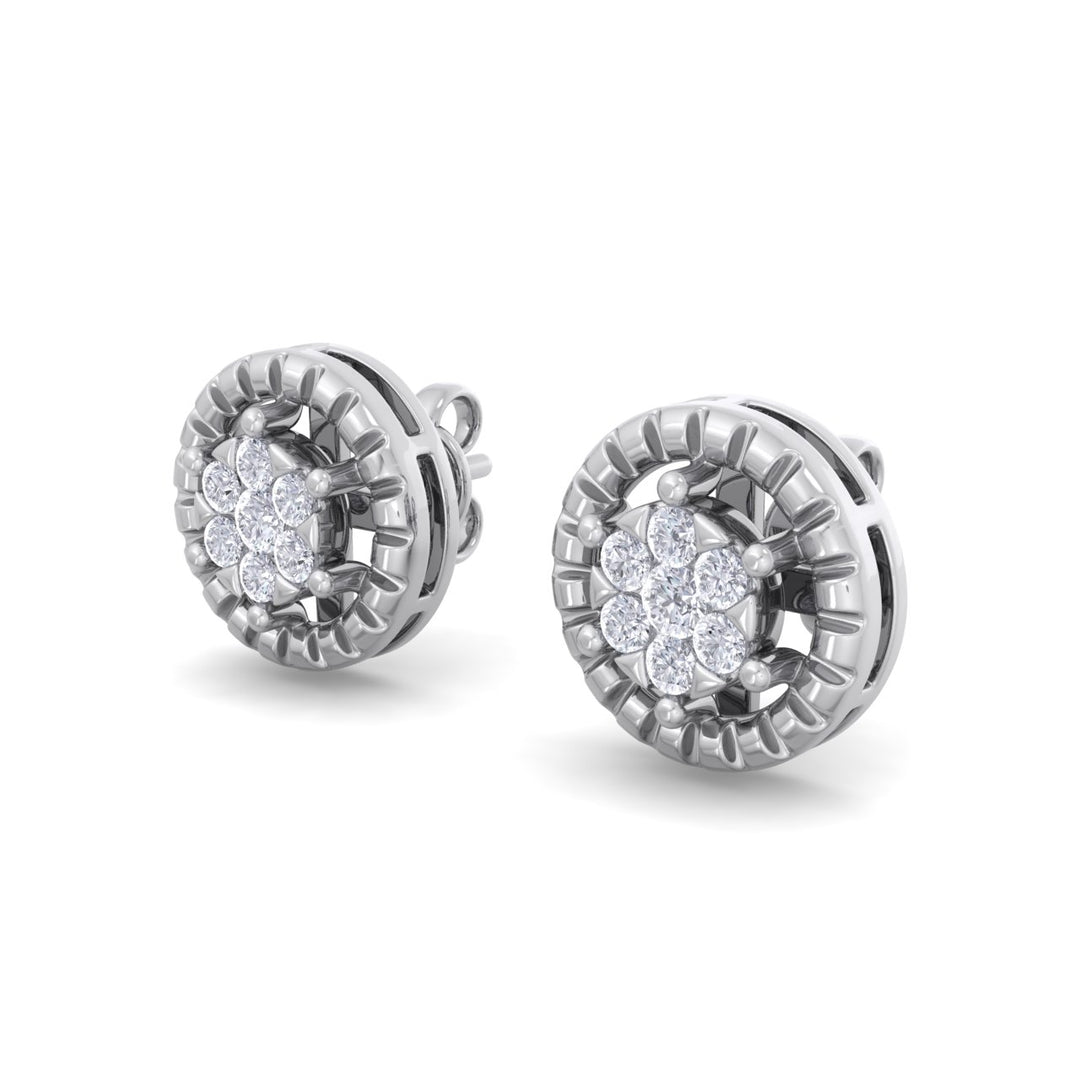 Classic round stud earrings in white gold with white diamonds of 0.48 ct in weight - HER DIAMONDS®