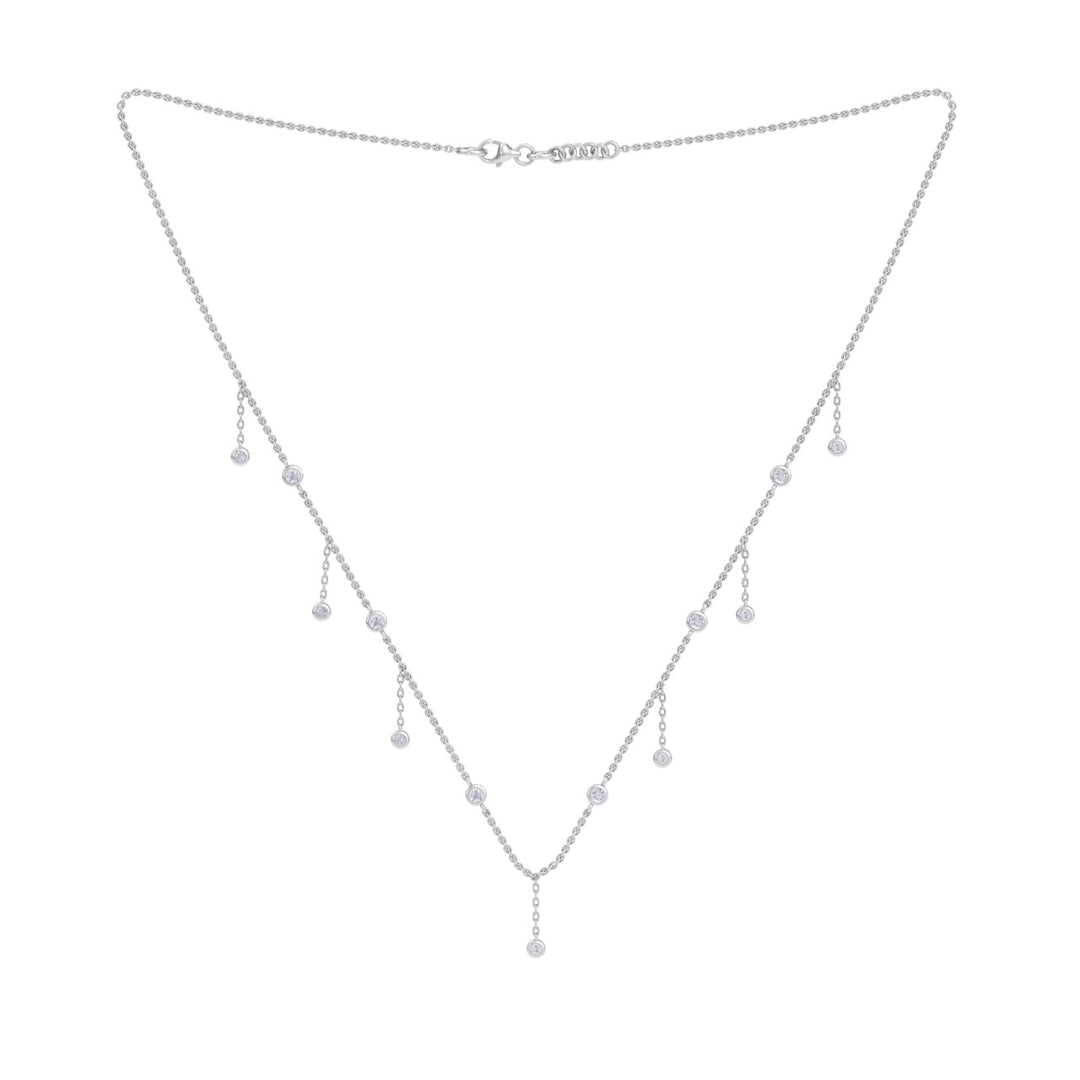 Waterfall necklace in white gold with white diamonds of 0.34 ct in weight - HER DIAMONDS®