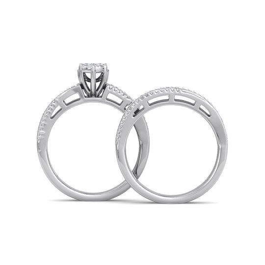 Bridal ring set in rose gold with white diamonds of 0.58 ct in weight - HER DIAMONDS®