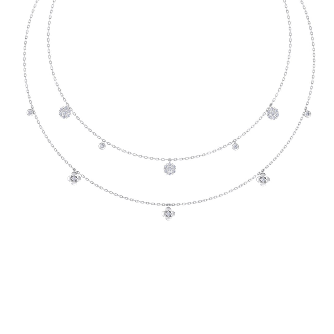 Multi-strand necklace in white gold with white diamonds of 0.50 ct in weight - HER DIAMONDS®