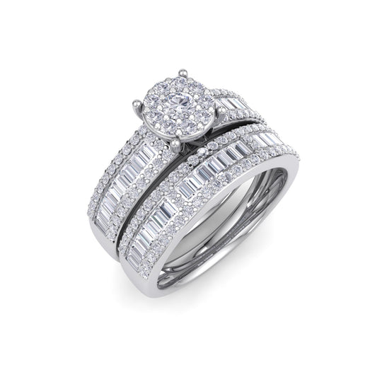 Bridal set in white gold with white diamonds of 0.86 ct in weight