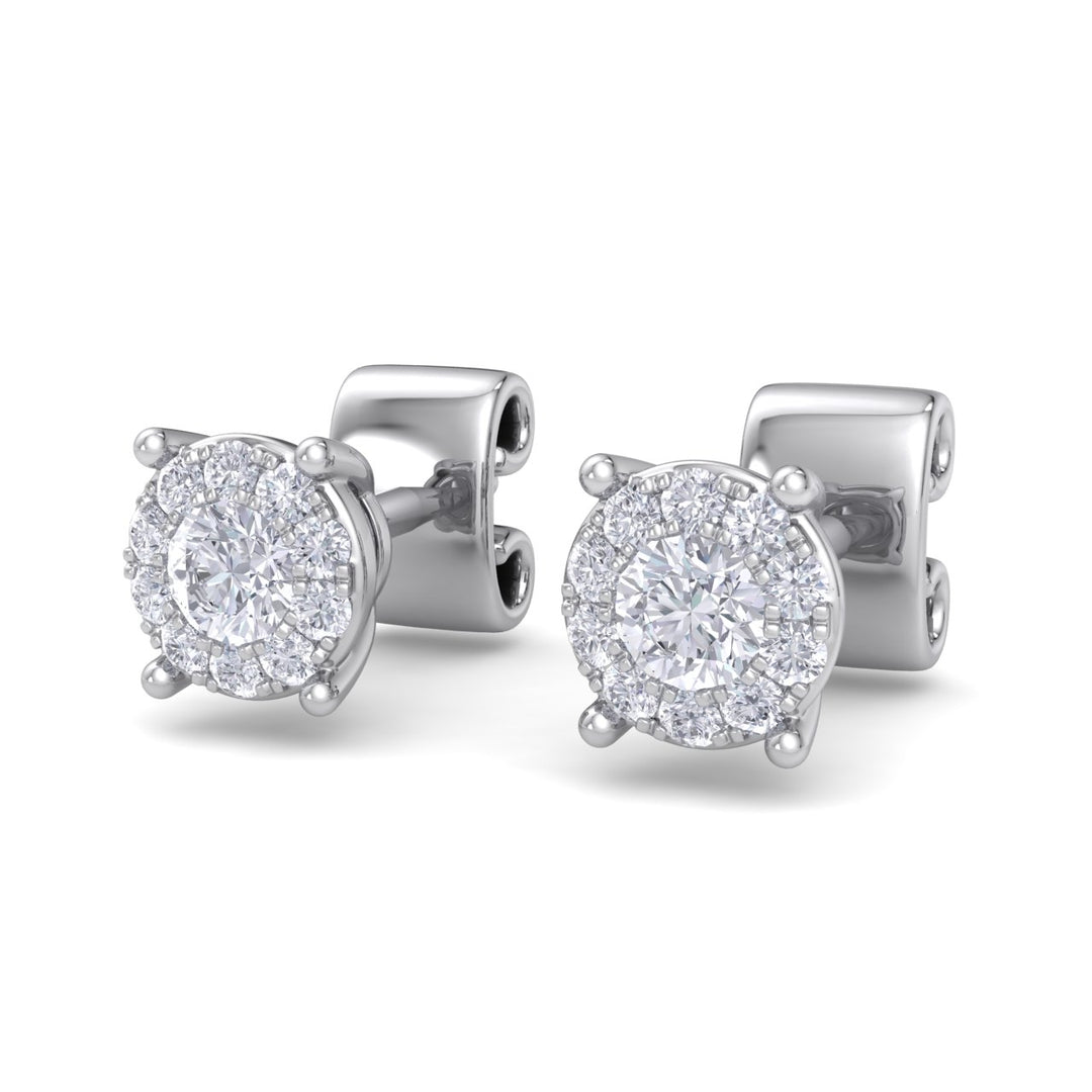 Solitaire stud earrings in white gold with white diamonds of 0.23 ct in weight - HER DIAMONDS®