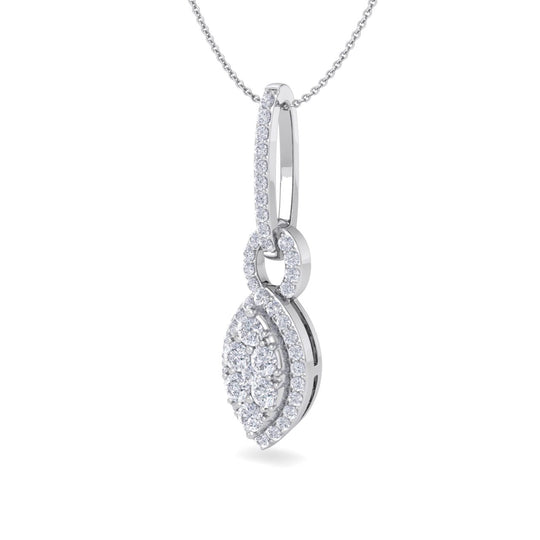 Marquise shaped drop pendant necklace in yellow gold with white diamonds of 0.48 ct in weight - HER DIAMONDS®