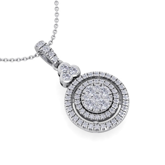 Round pendant in white gold with white diamonds of 0.65 ct in weight - HER DIAMONDS®