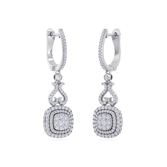 Square heart earrings in yellow gold with white diamonds of 0.89 ct in weight - HER DIAMONDS®