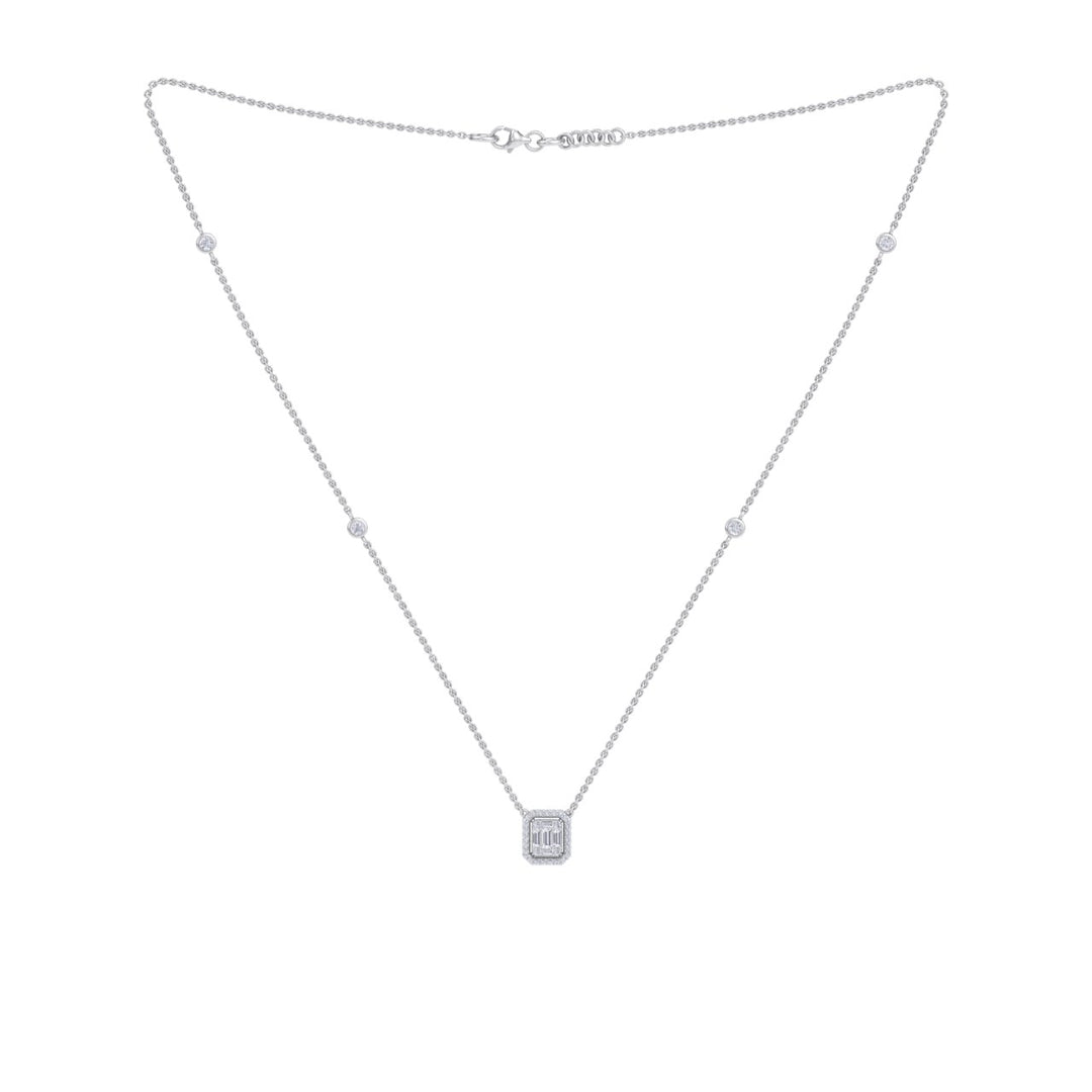 Square necklace in rose gold with white diamonds of 0.37 ct in weight - HER DIAMONDS®