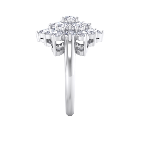 Flower ring in white gold with white diamonds of 1.99 ct in weight