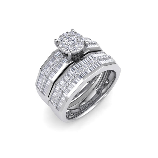 Bridal set in white gold with white diamonds of 1.14 ct in weight