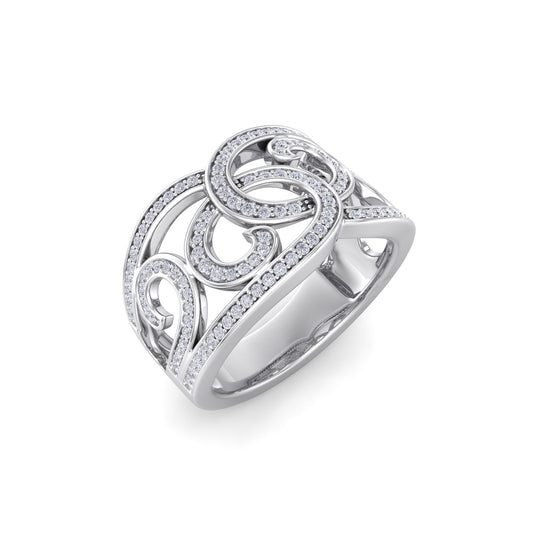 Wide ring in white gold with white diamonds of 0.41 ct in weight