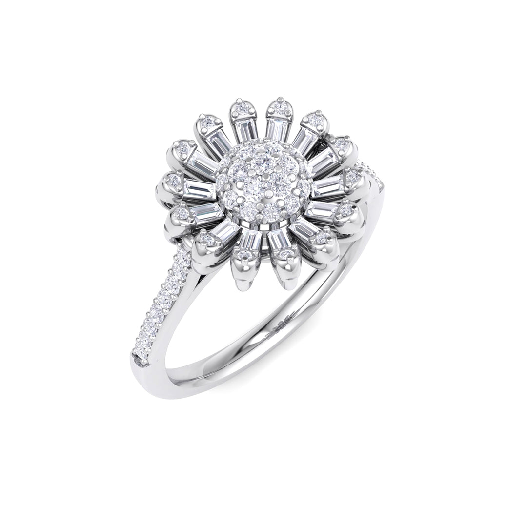Sunflower ring in rose gold with white diamonds of 0.43 ct in weight