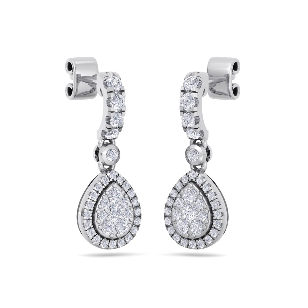 Pear drop earrings in white gold with white diamonds of 0.79 ct in weight - HER DIAMONDS®