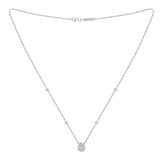 Pear shaped necklace in white gold with white diamonds of 0.28 ct in weight - HER DIAMONDS®