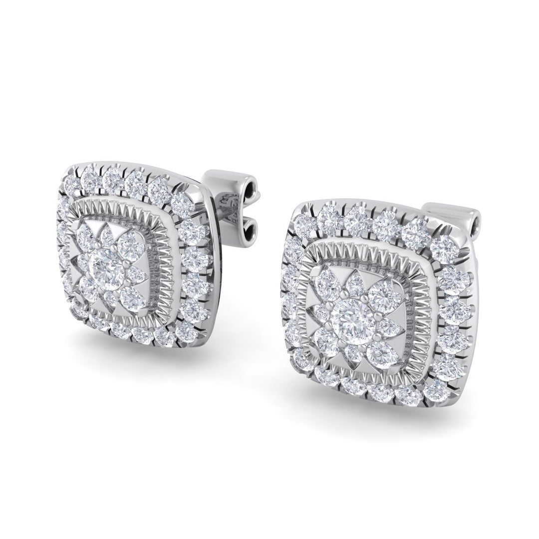 Square stud earrings in yellow gold with white diamonds of 0.84 ct in weight - HER DIAMONDS®