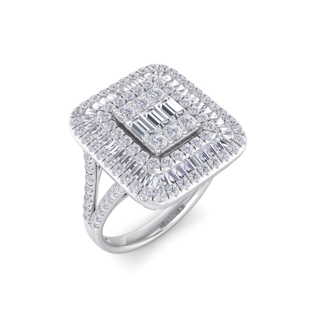 Square ring in yellow gold with white diamonds of 1.00 ct in weight