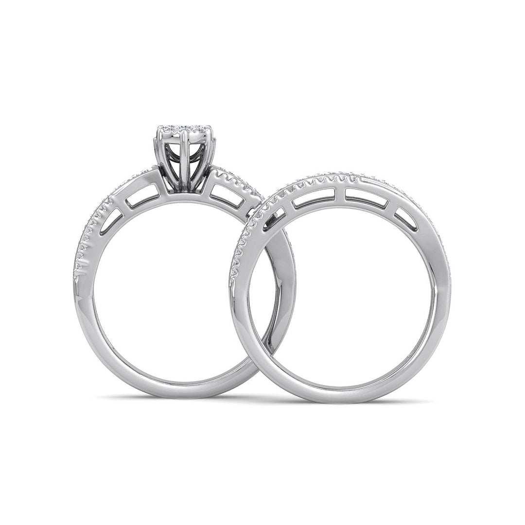 Bridal ring set in yellow gold with white diamonds of 0.58 ct in weight - HER DIAMONDS®