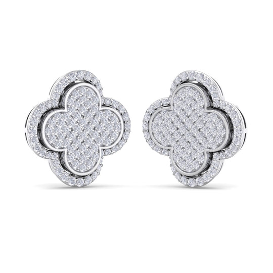 Cross stud earrings in yellow gold with white diamonds of 1.34 ct in weight