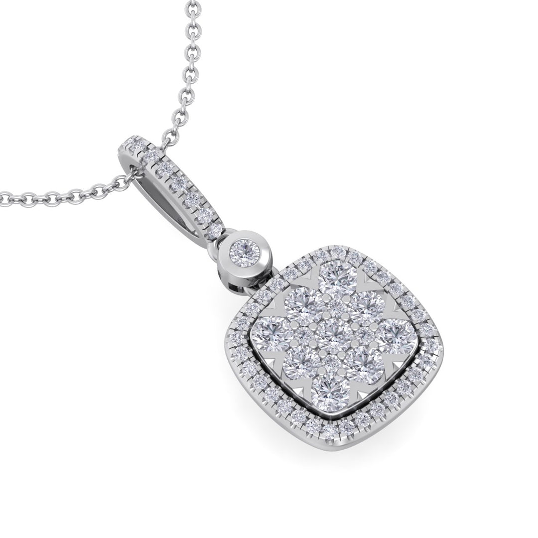 Square pendant in white gold with white diamond of 0.58 ct in weight - HER DIAMONDS®