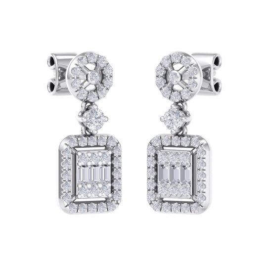 Square drop earrings in rose gold with white diamonds of 0.61 ct in weight - HER DIAMONDS®