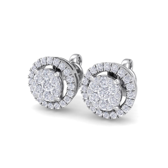 Classic round stud earrings in rose gold with white diamonds of 0.86 ct in weight - HER DIAMONDS®