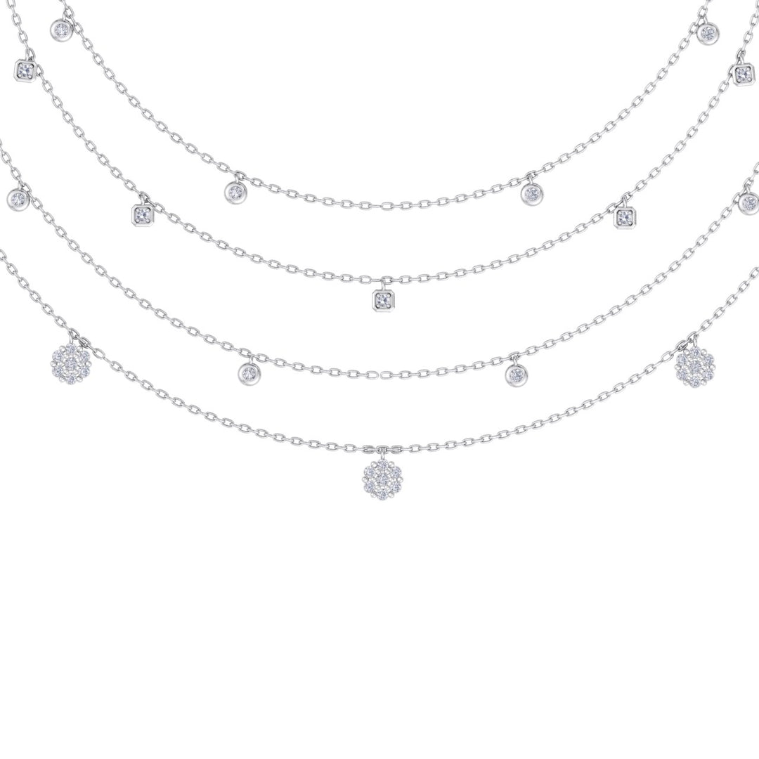 Multi-strand necklace in yellow gold with white diamonds of 0.83 ct in weight - HER DIAMONDS®