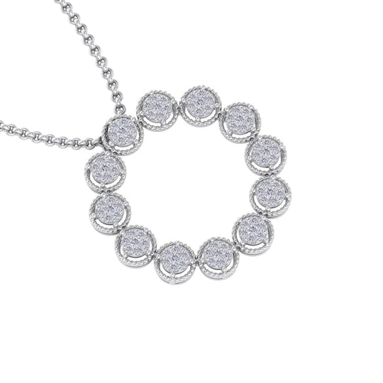 Round pendant in white gold with white diamonds of 1.44 ct in weight