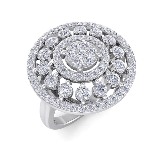 Round ring in white gold with white diamonds of 1.80 ct in weight