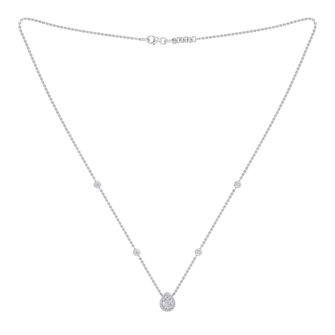 Pear shaped necklace in yellow gold with white diamonds of 0.28 ct in weight - HER DIAMONDS®