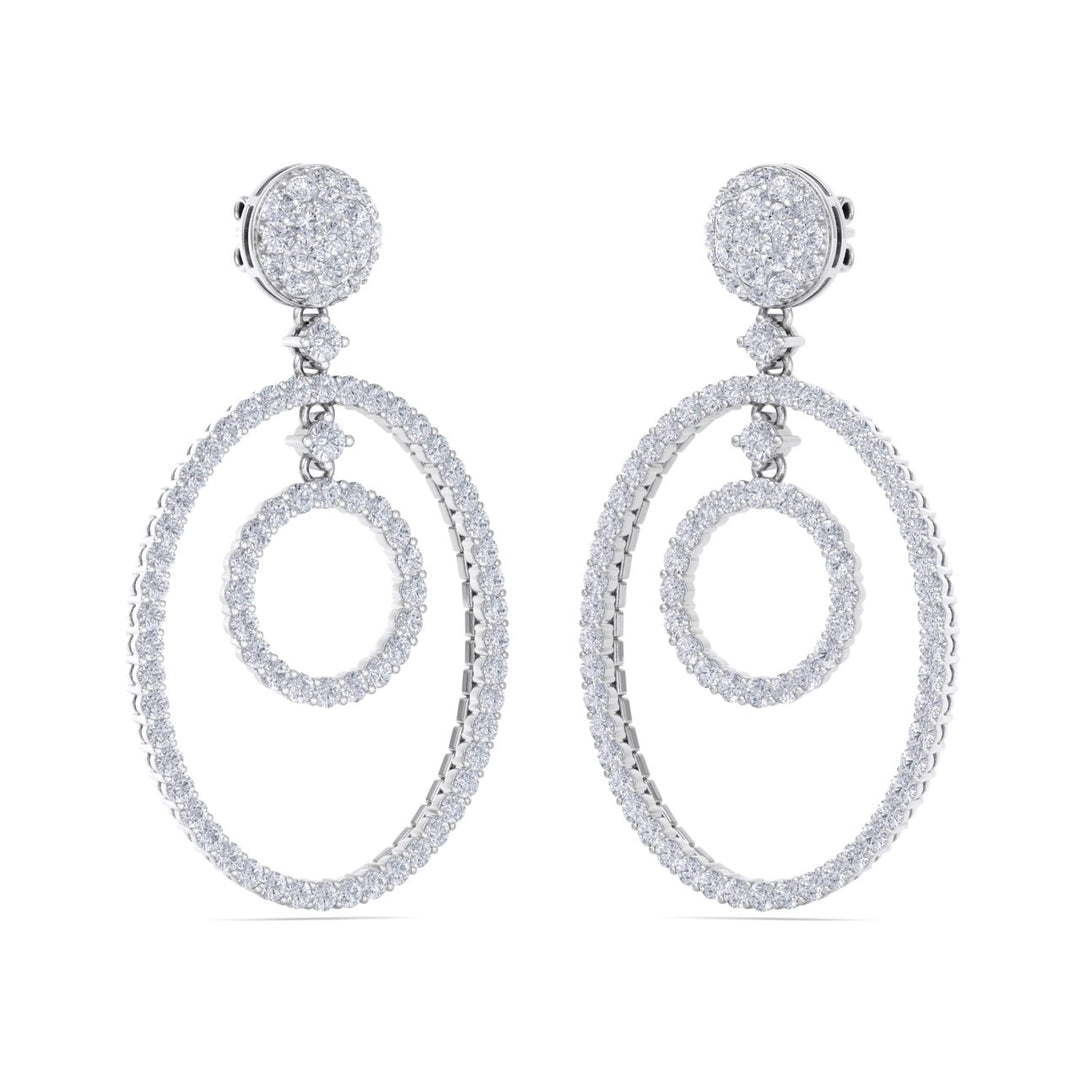 Chandelier earrings in rose gold with white diamonds of 4.97 ct in weight