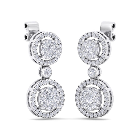 Elegant round drop earrings in rose gold with white diamonds of 1.24 ct in weight - HER DIAMONDS®