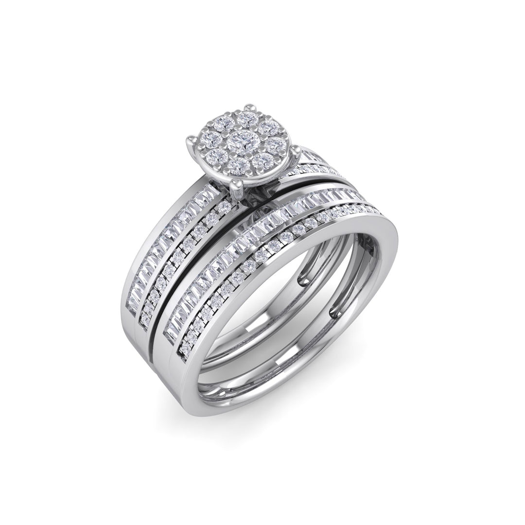 Bridal set in white gold with white diamonds of 0.76 ct in weight