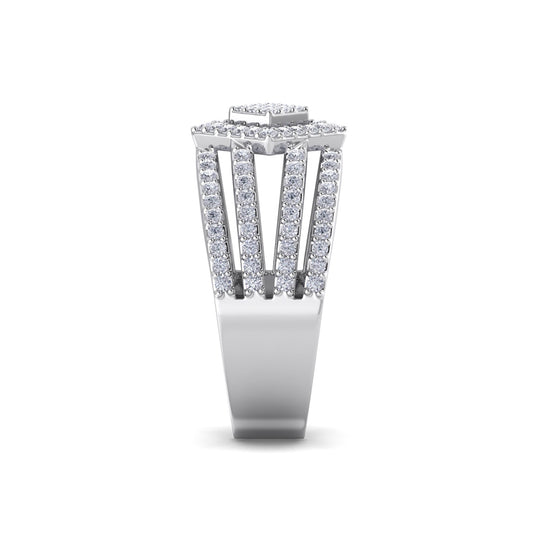 Wide ring in white gold with white diamonds of 0.79 ct in weight