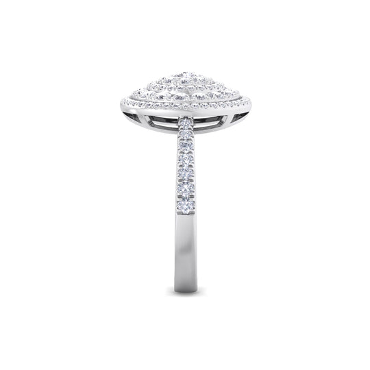 Sphere ring in white gold with white diamonds of 0.85 ct in weight