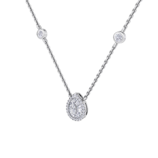 Pear shaped necklace in white gold with white diamonds of 0.28 ct in weight - HER DIAMONDS®