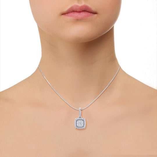 Classic square pendant in rose gold with white diamonds of 0.35 ct in weight - HER DIAMONDS®