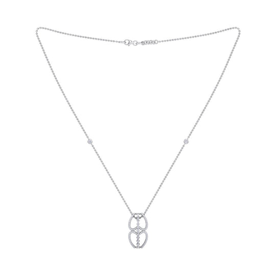 Double heart necklace in yellow gold with white diamonds of 0.53 ct in weight - HER DIAMONDS®