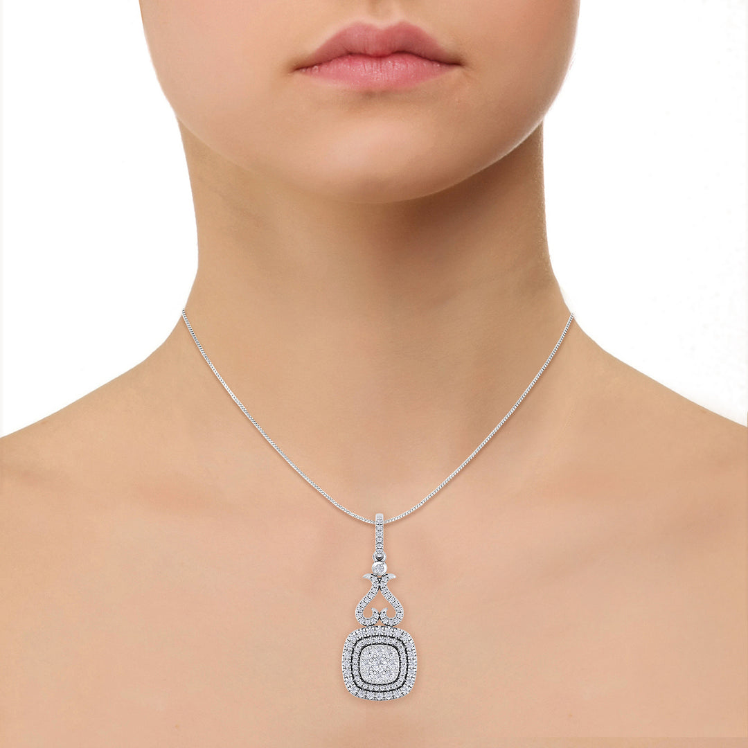 Square heart pendant in white gold with white diamonds of 0.60 ct in weight - HER DIAMONDS®